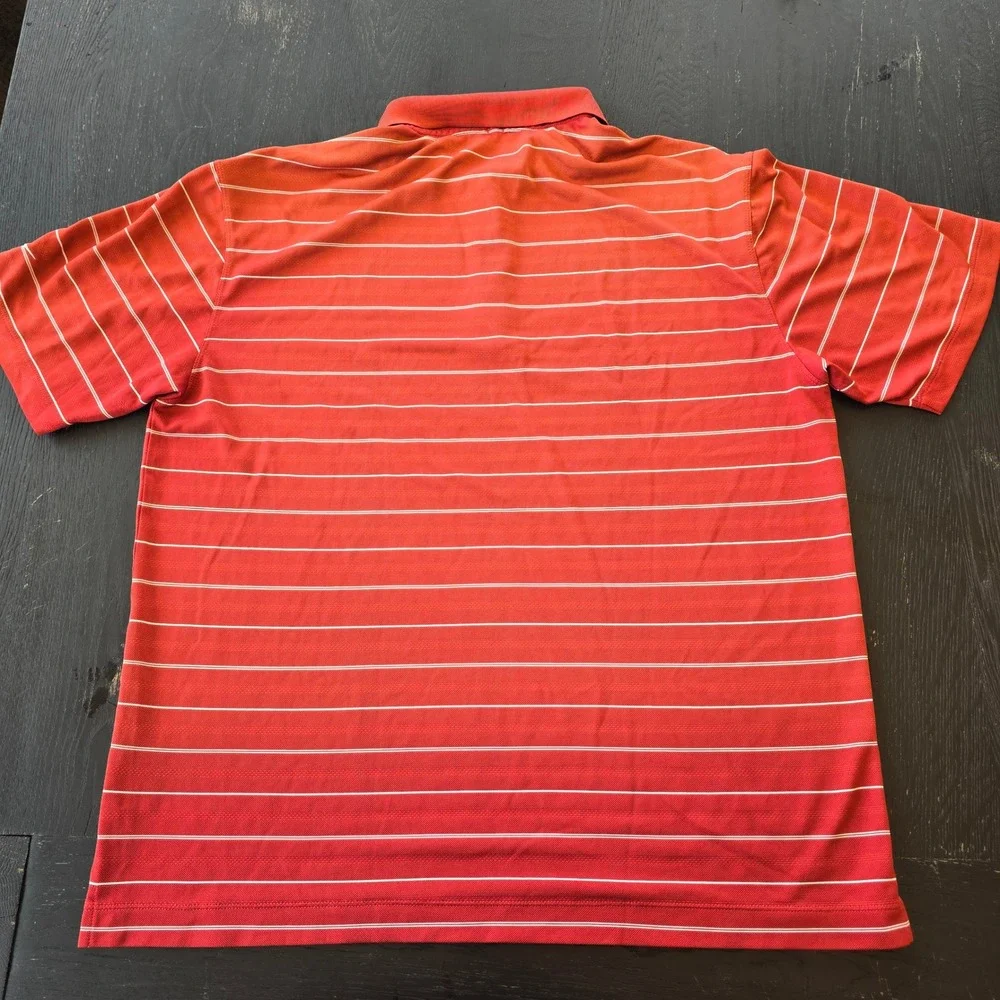 Lot of 2 Nike Golf Dri-Fit Polo Shirts Mens Large Red Blue‎ Striped Short Sleeve